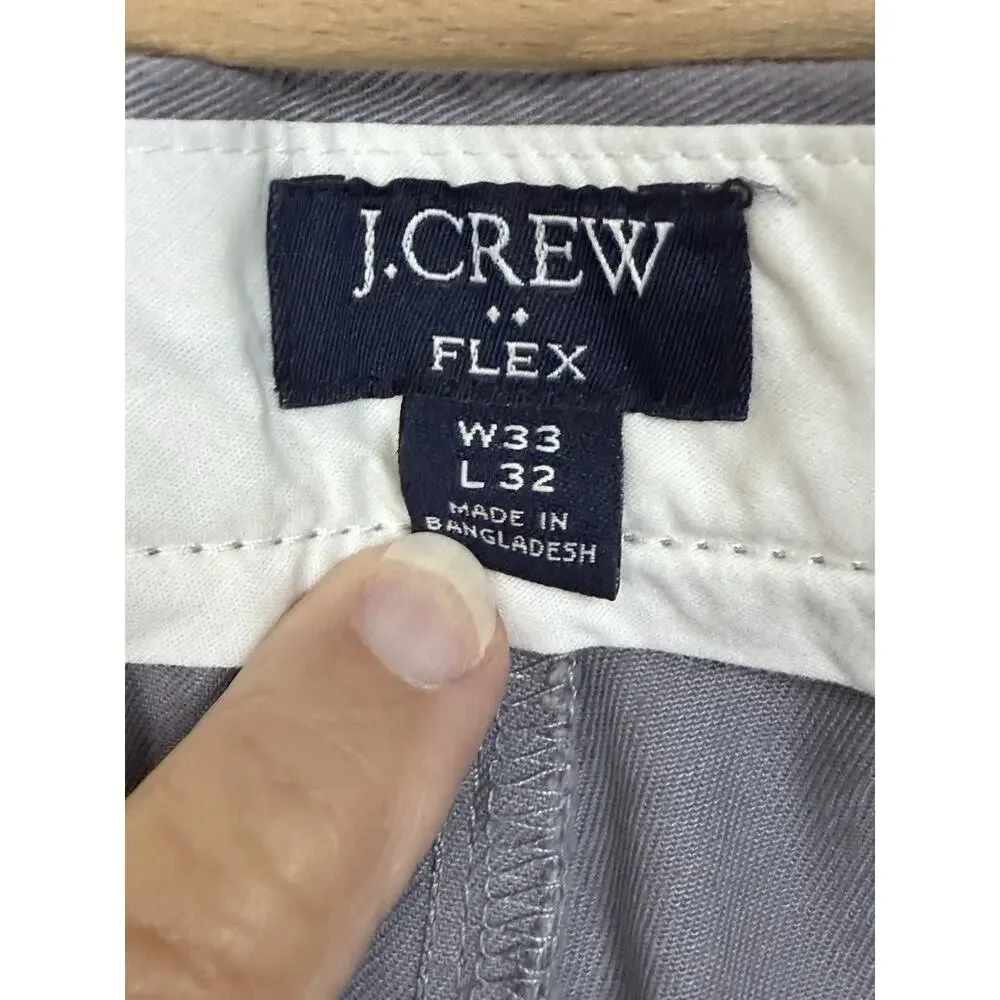 J Crew Mens Pants 33x32‎ Straight Gray Flex Chino Stretch Pockets Casual Cotton